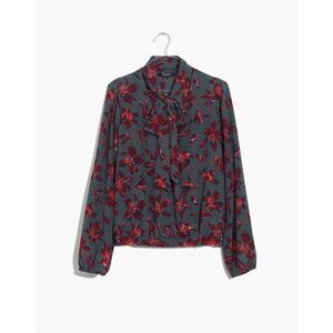 Madewell Silk Tie-Neck Wrap Top in Winter Orchid